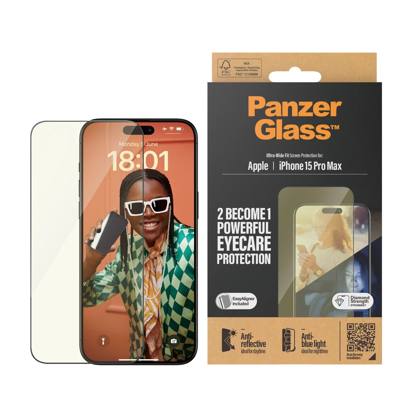 PanzerGlass UWF Glass for iPhone 15 Pro (Anti-Reflective & Bluelight)