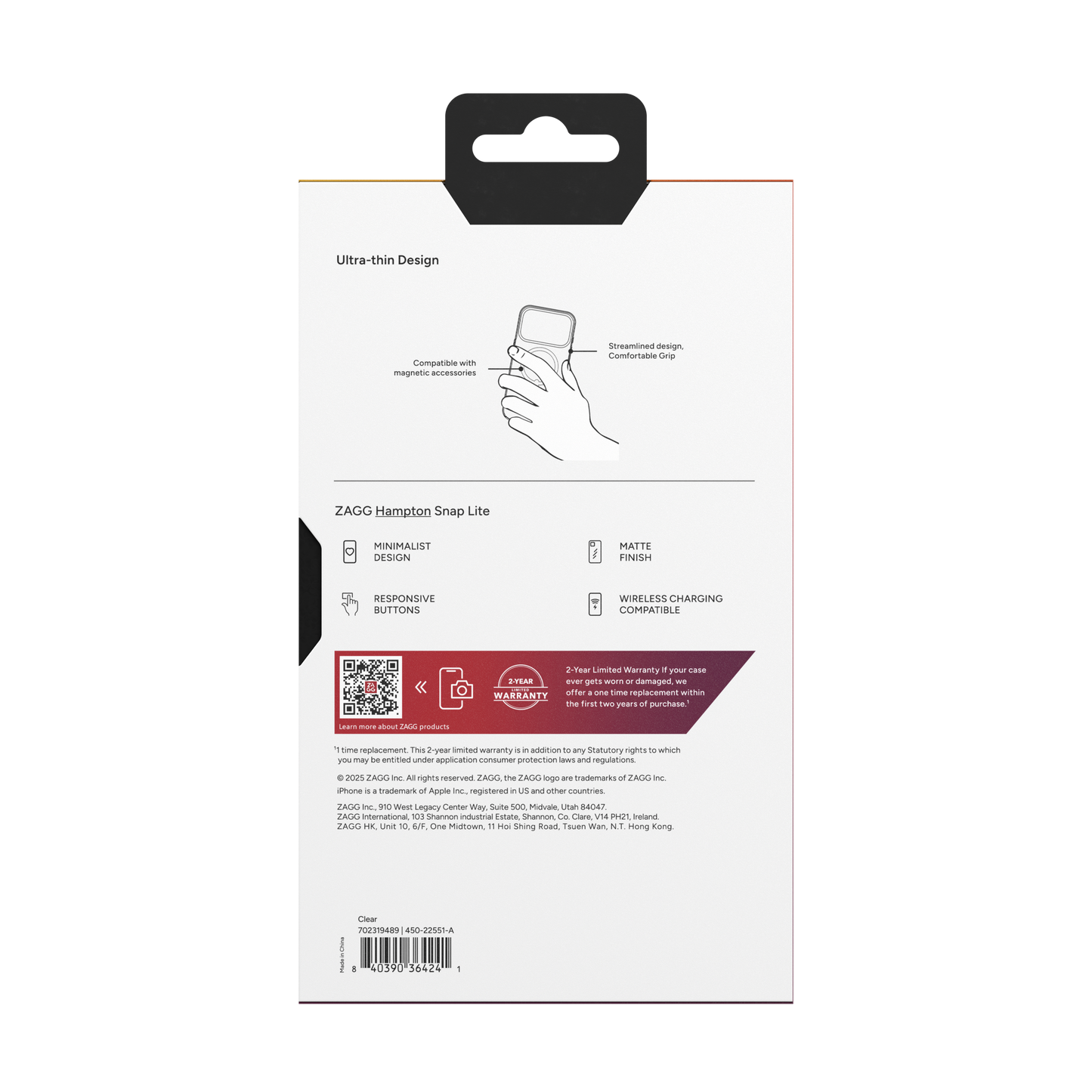 ZAGG-Cases-Essential Hampton Snap Lite iPhone 17 Pro Max - Clear