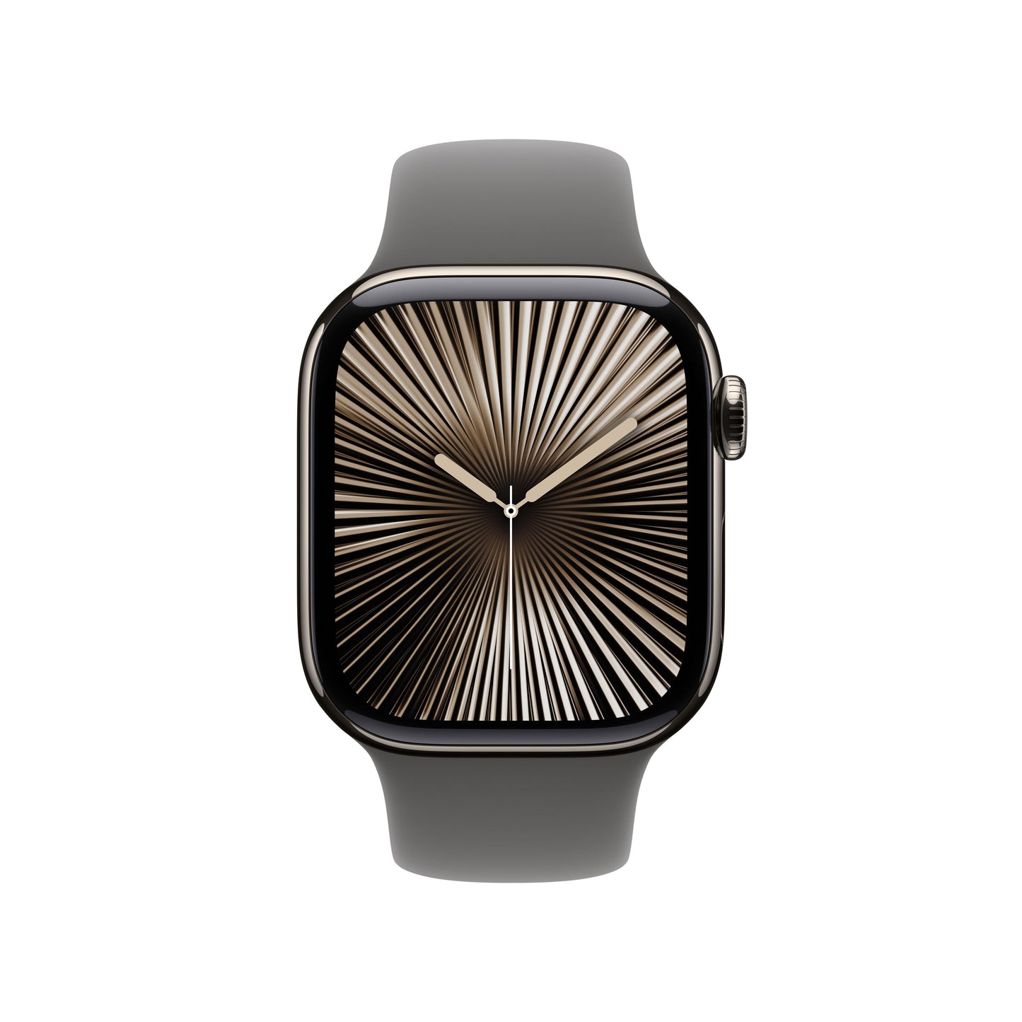 Apple Watch Series 10 GPS + Cellular 42mm Natural Titanium Case with Stone Grey Sport Band - S/M