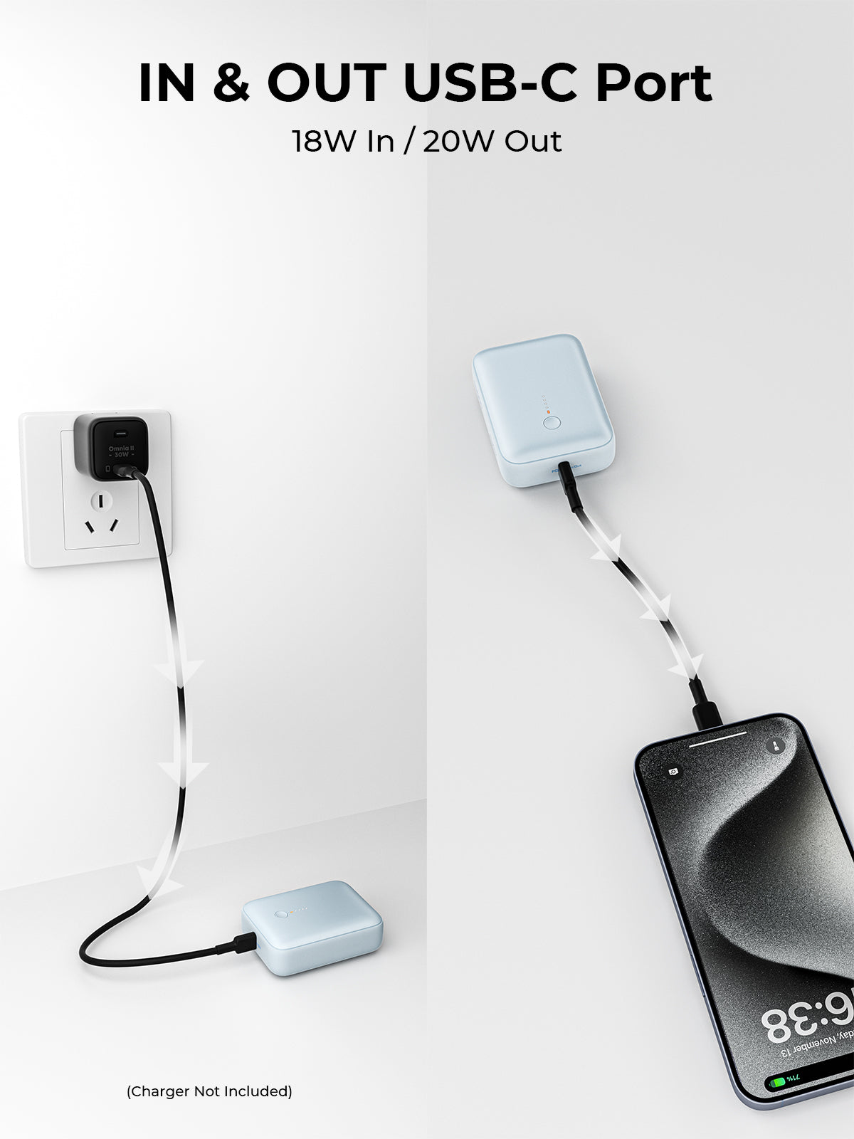 Aukey PB-Y55 22.5W Powerbank 10,000mAh (Blue)