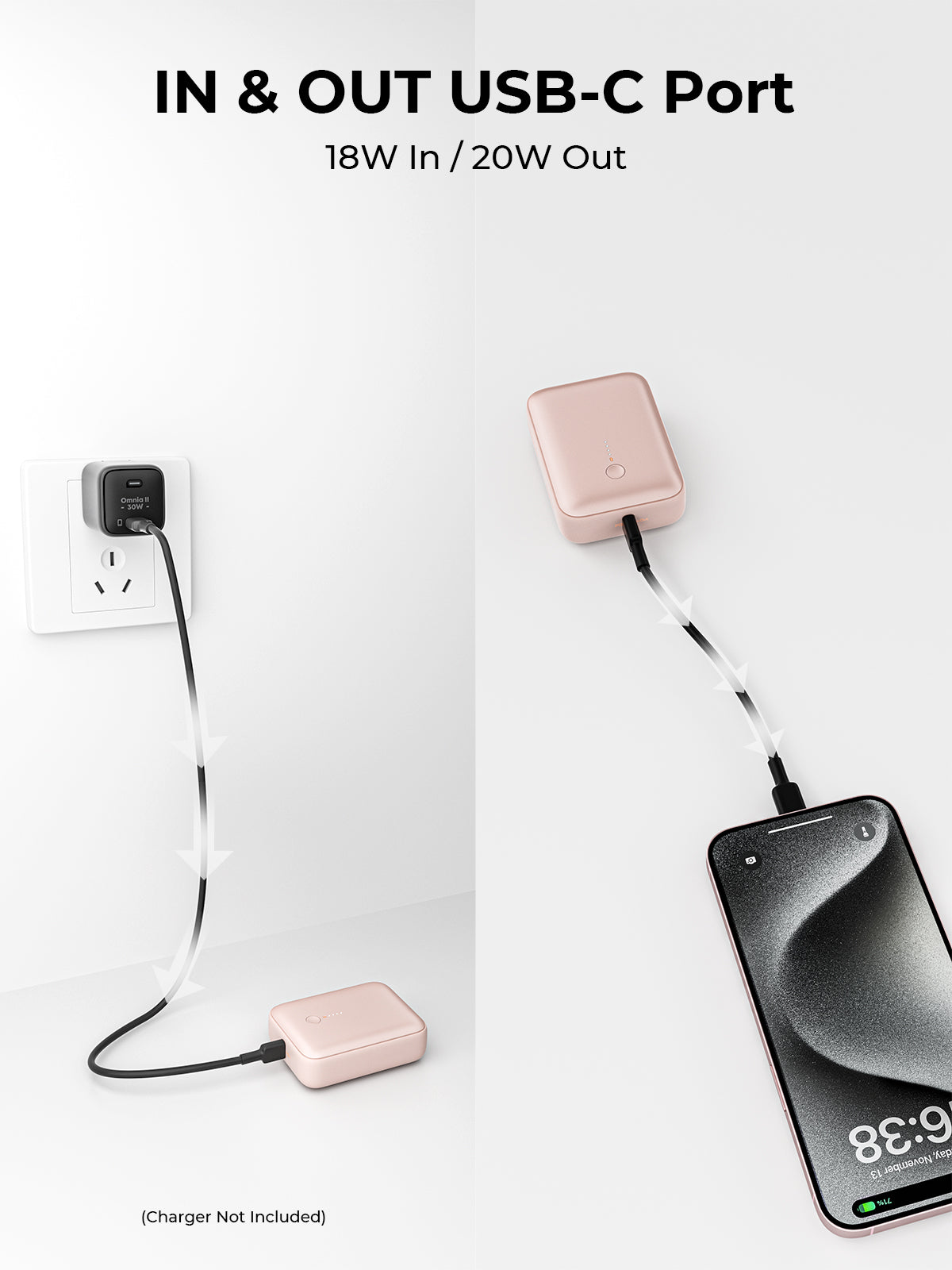 Aukey PB-Y55 22.5W Powerbank 10,000mAh (Pink)