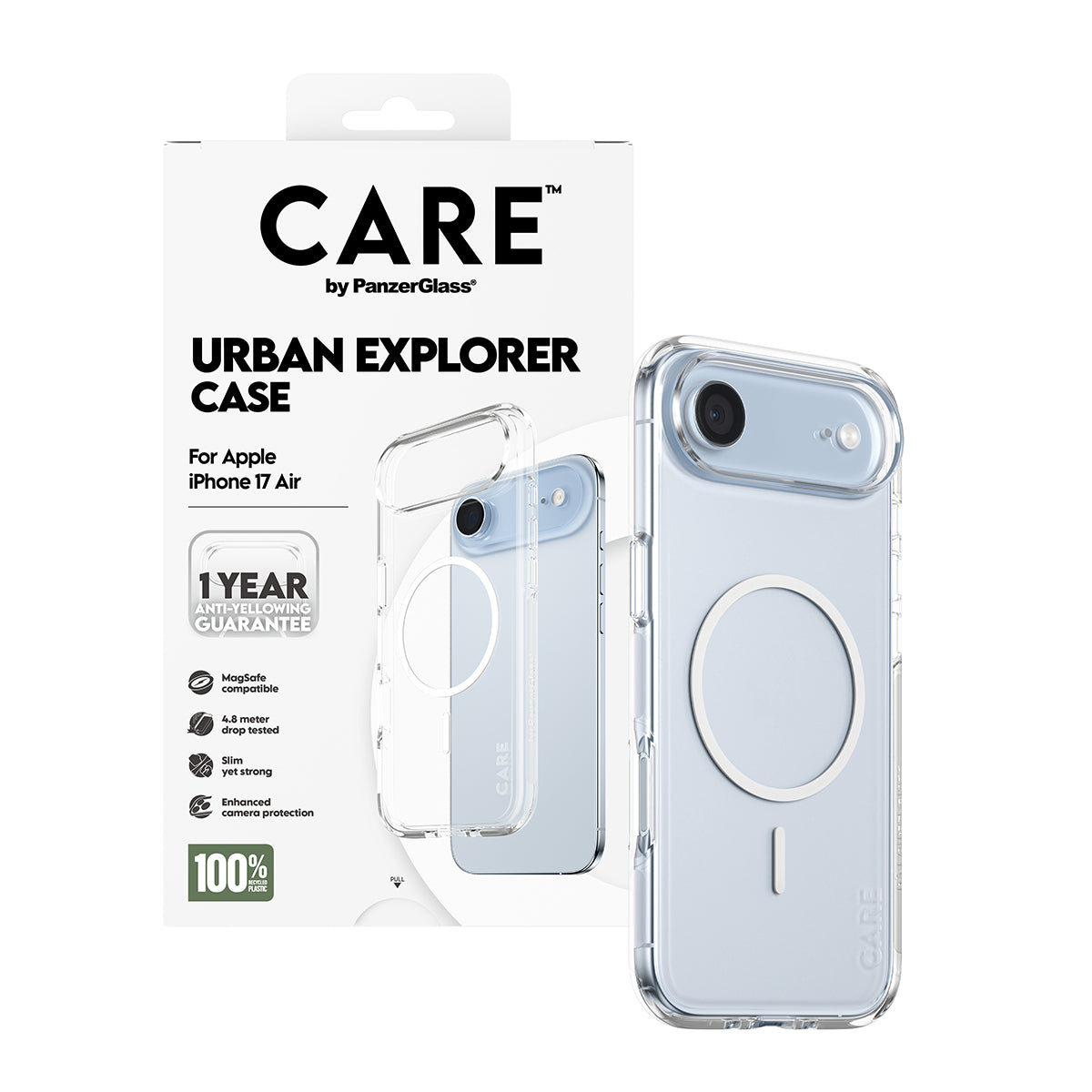 CARE by PanzerGlass® Flagship Case Transparent Urban Explorer with White MagSafe iPhone Air
