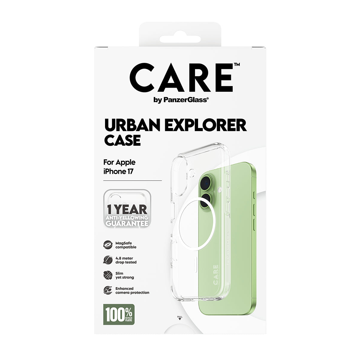 CARE by PanzerGlass® Flagship Case Transparent Urban Explorer with White MagSafe iPhone 17
