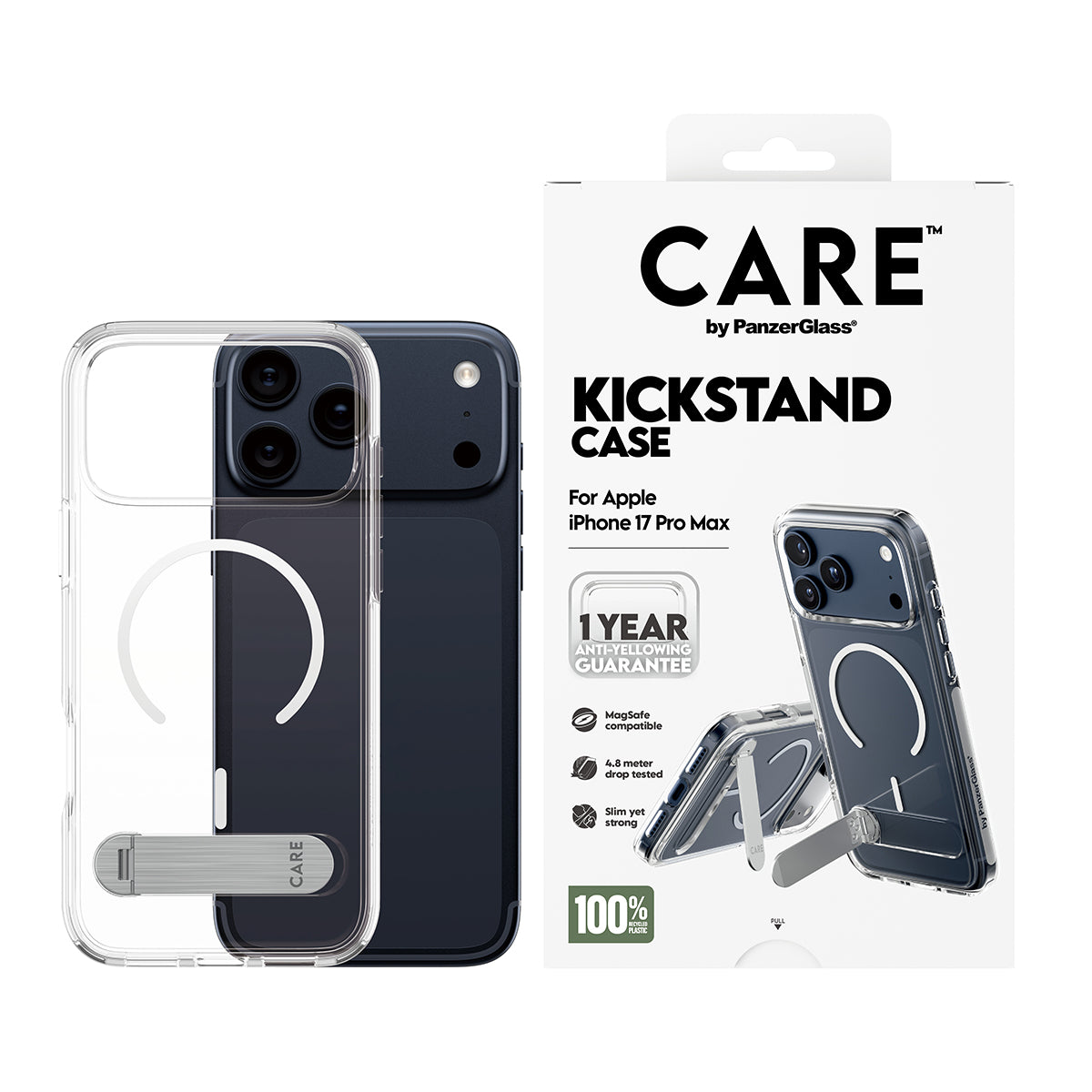 CARE by PanzerGlass® Feature Case Transparent with Kickstand & MagSafe iPhone 17 Pro Max