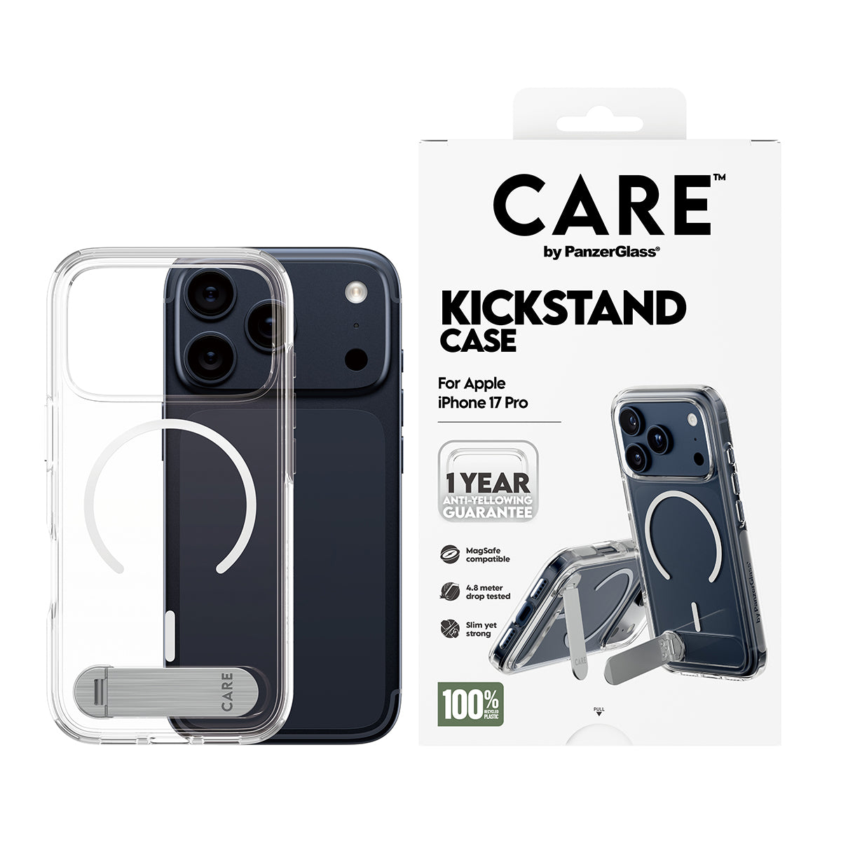 CARE by PanzerGlass® Feature Case Transparent with Kickstand & MagSafe iPhone 17 Pro