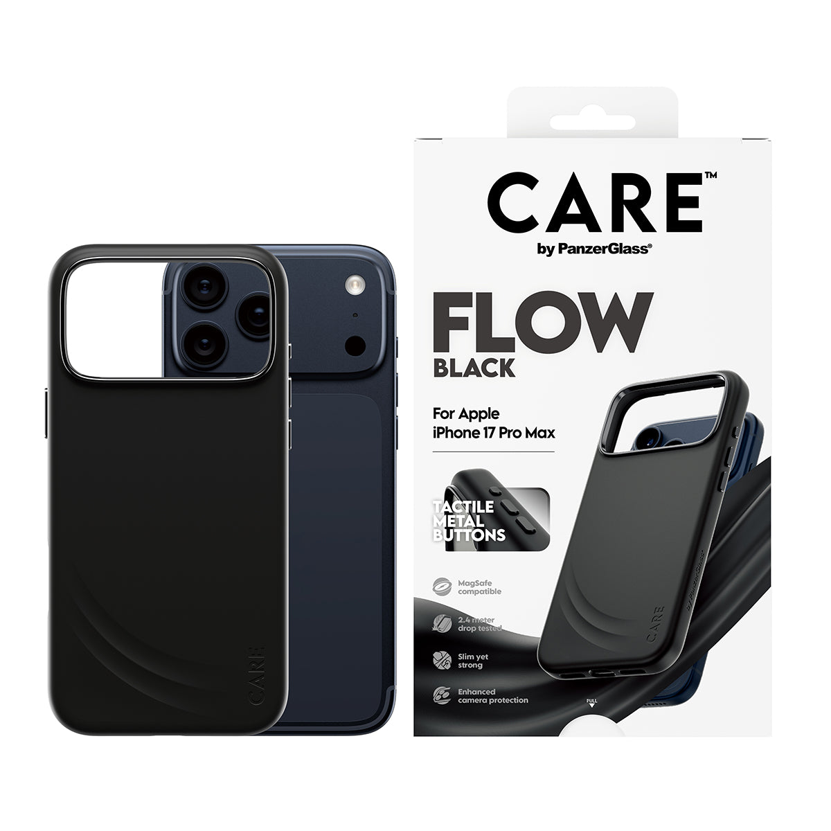 CARE by PanzerGlass® Feature FLOW Case Black with MagSafe iPhone 17 Pro Max