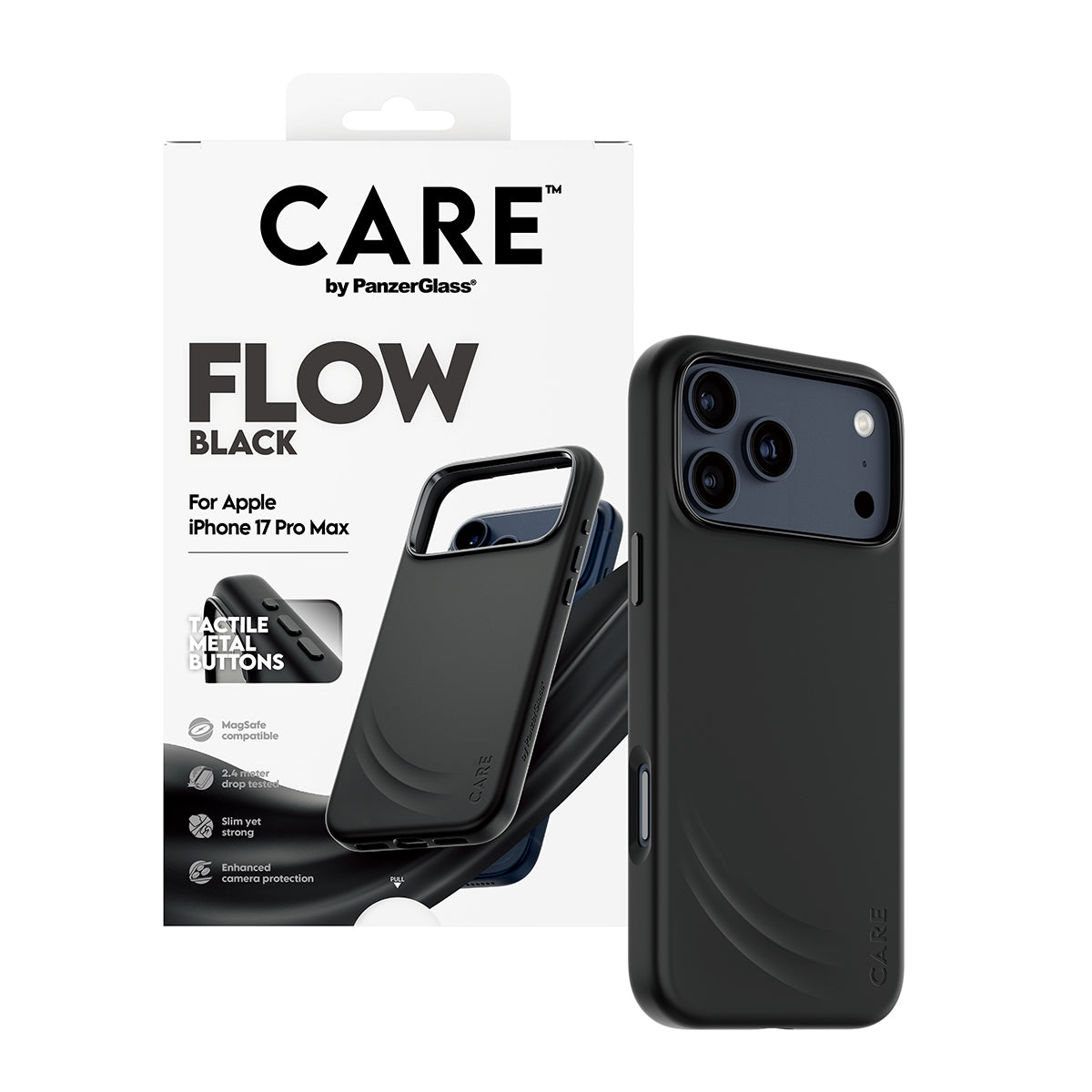 CARE by PanzerGlass® Feature FLOW Case Black with MagSafe iPhone 17 Pro Max