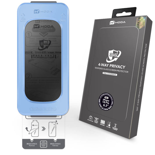 Hoda Full Coverage Tempered Glass for iPhone 18 Pro (Privacy)