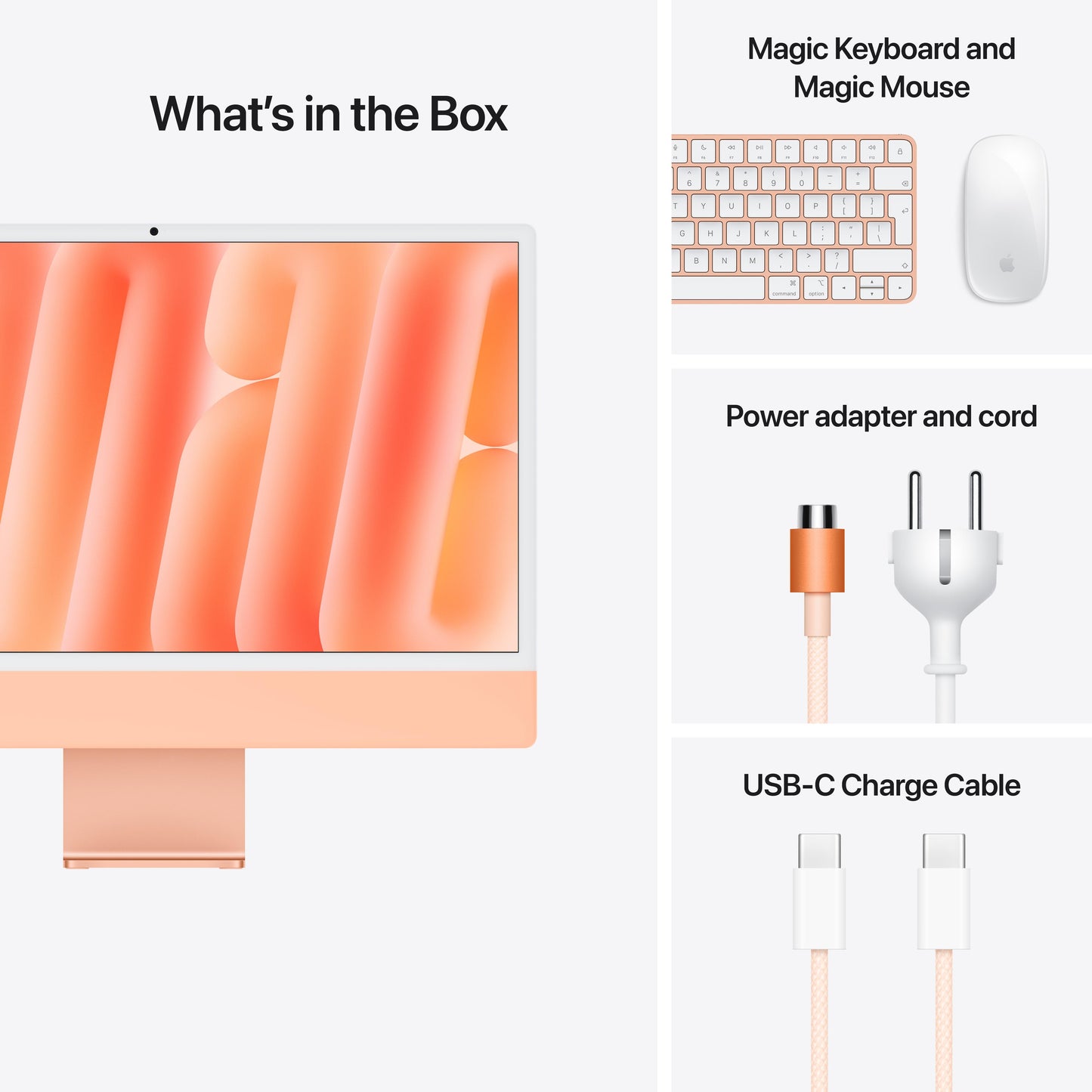 24-inch iMac with Retina 4.5K display: Apple M4 chip with 8-core CPU and 8‑core GPU, 256GB SSD - Orange