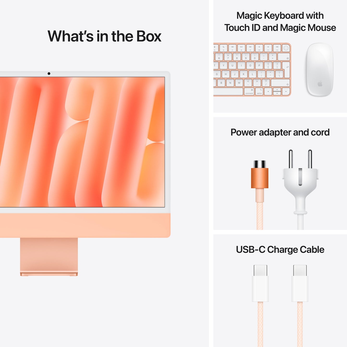 24-inch iMac with Retina 4.5K display: Apple M4 chip with 10-core CPU and 10-core GPU, 256GB SSD - Orange
