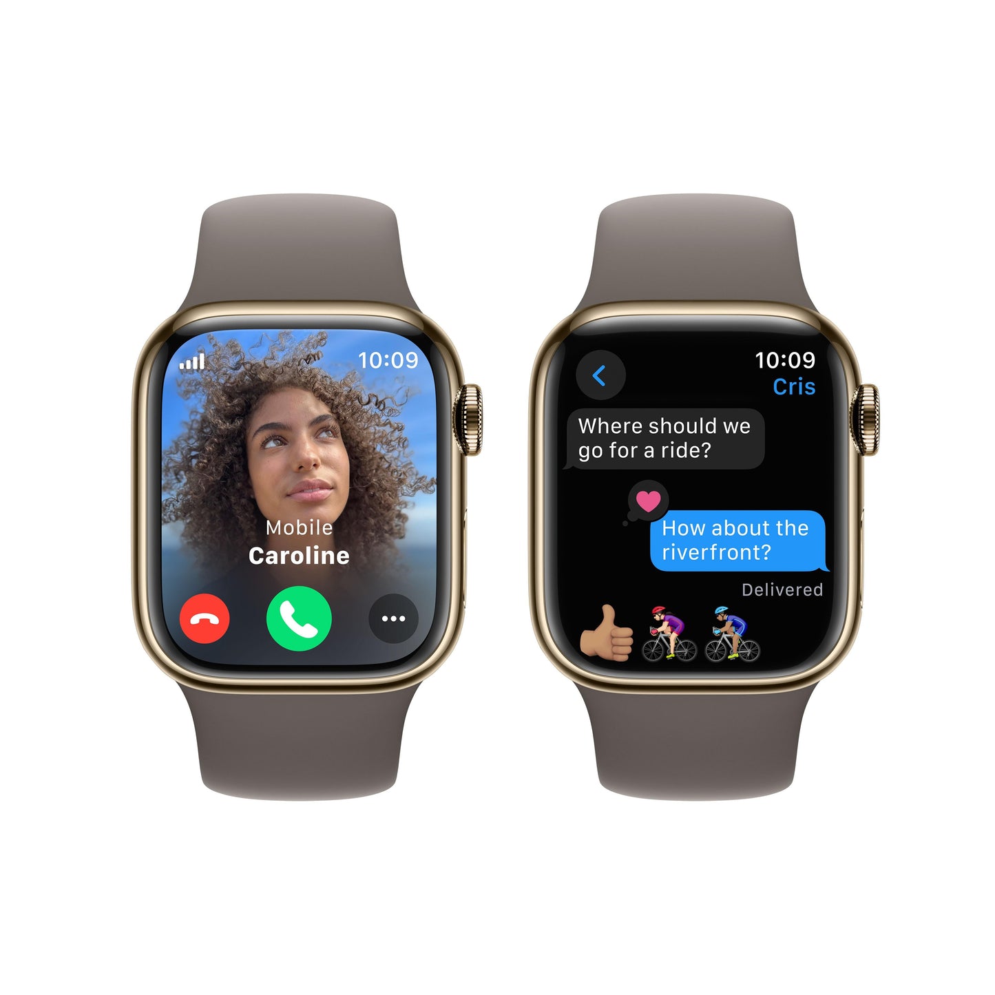 Apple Watch Series 9 GPS + Cellular 41mm Gold Stainless Steel Case with Clay Sport Band - S/M