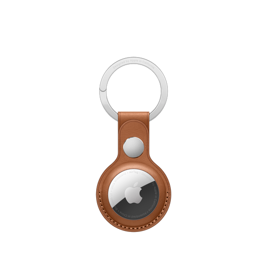 AirTag Leather Key Ring - Saddle Brown