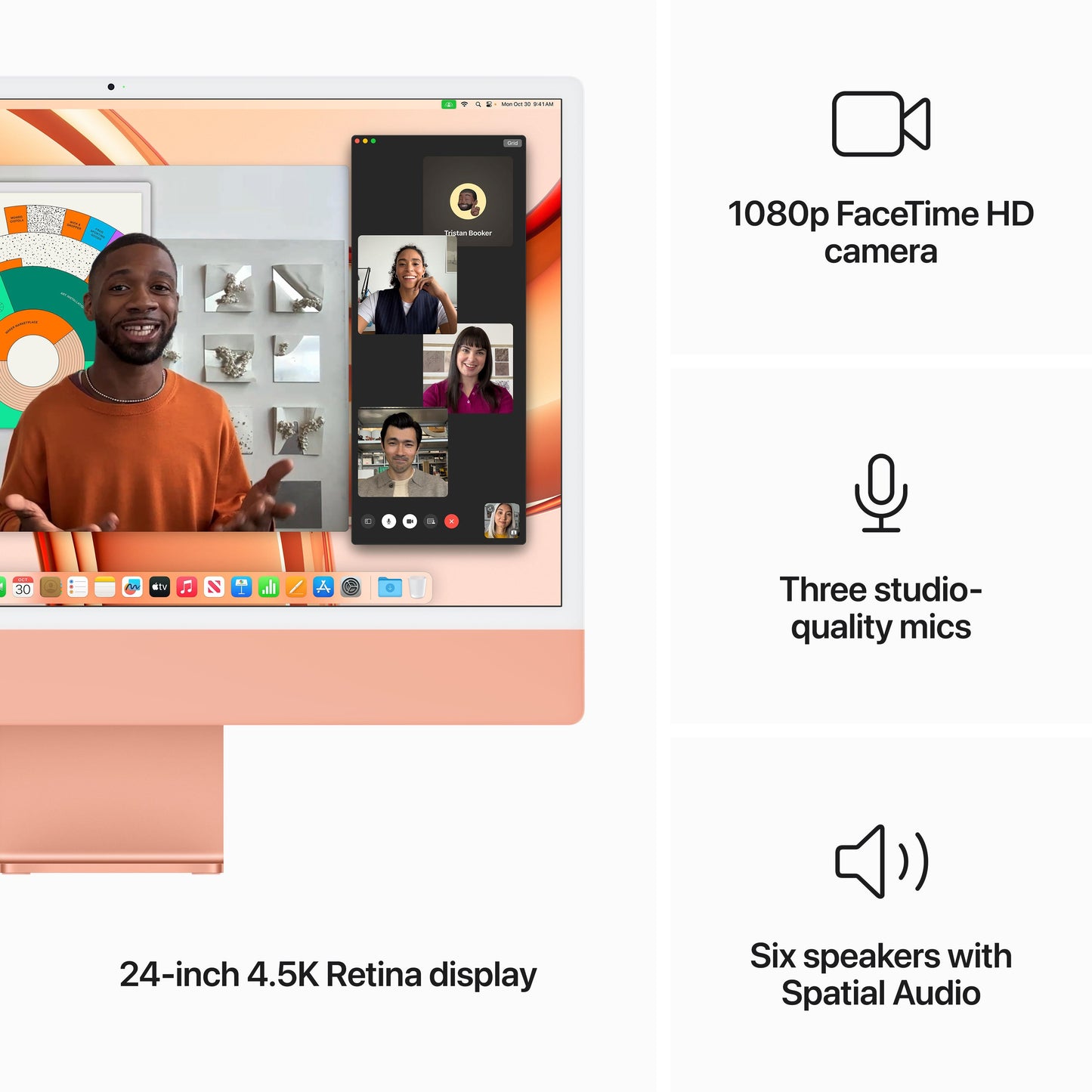 24-inch iMac with Retina 4.5K display: Apple M3 chip with 8‑core CPU and 10‑core GPU, 256GB SSD - Orange