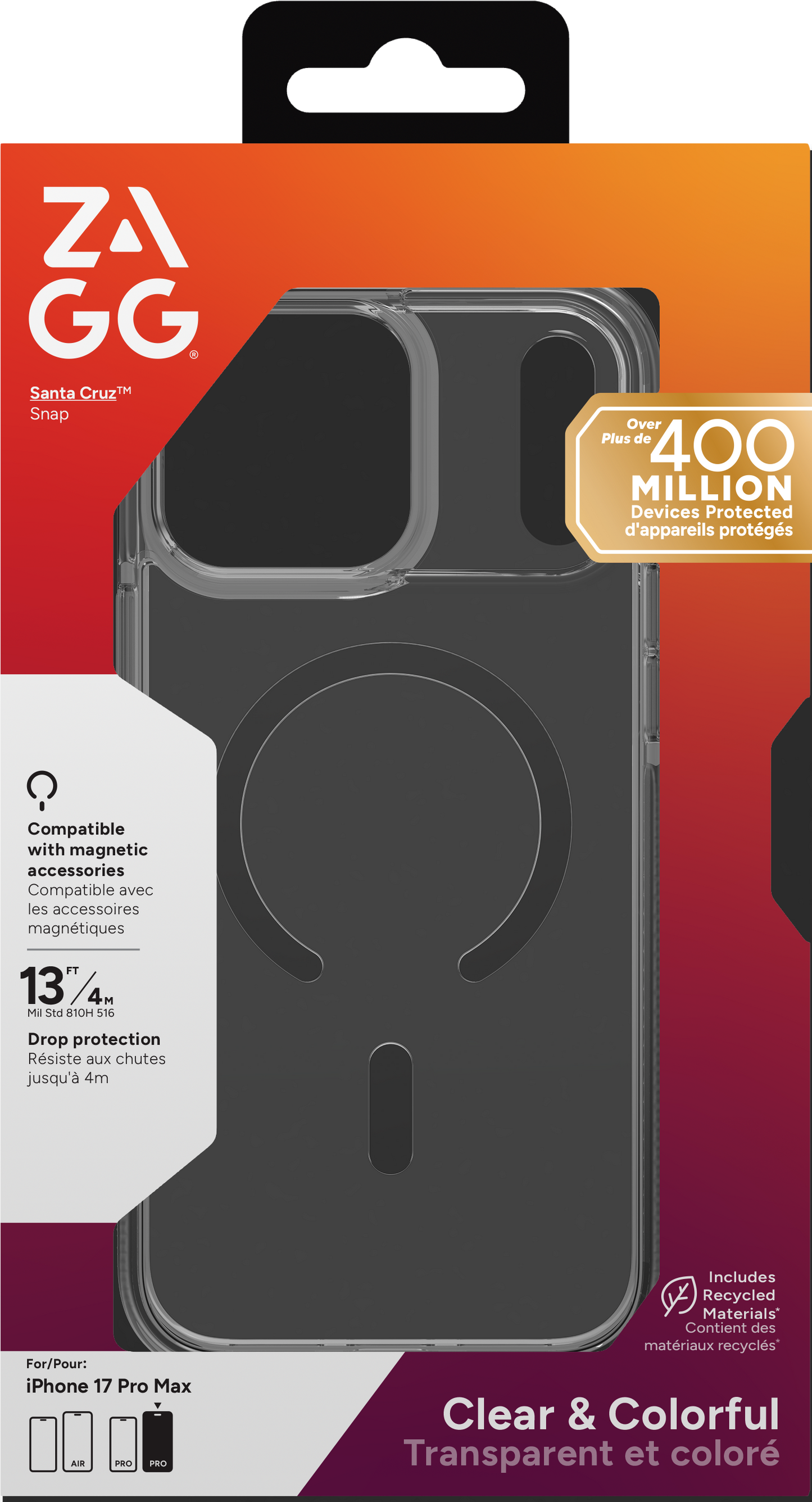 ZAGG Santa Cruz Snap Case iPhone 17 Pro Max - Jet Black