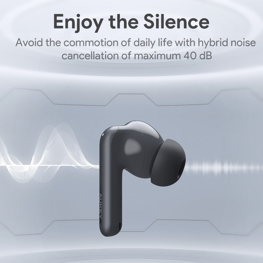 Aukey EP-B2 True Wireless Earbuds With Adaptive Hybrid ANC BT5.4 (White)
