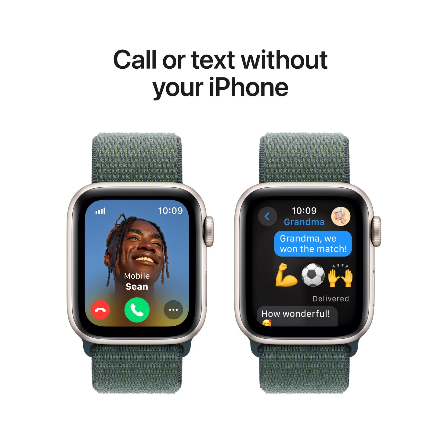 Apple Watch SE GPS + Cellular 40mm Starlight Aluminium Case with Lake Green Sport Loop