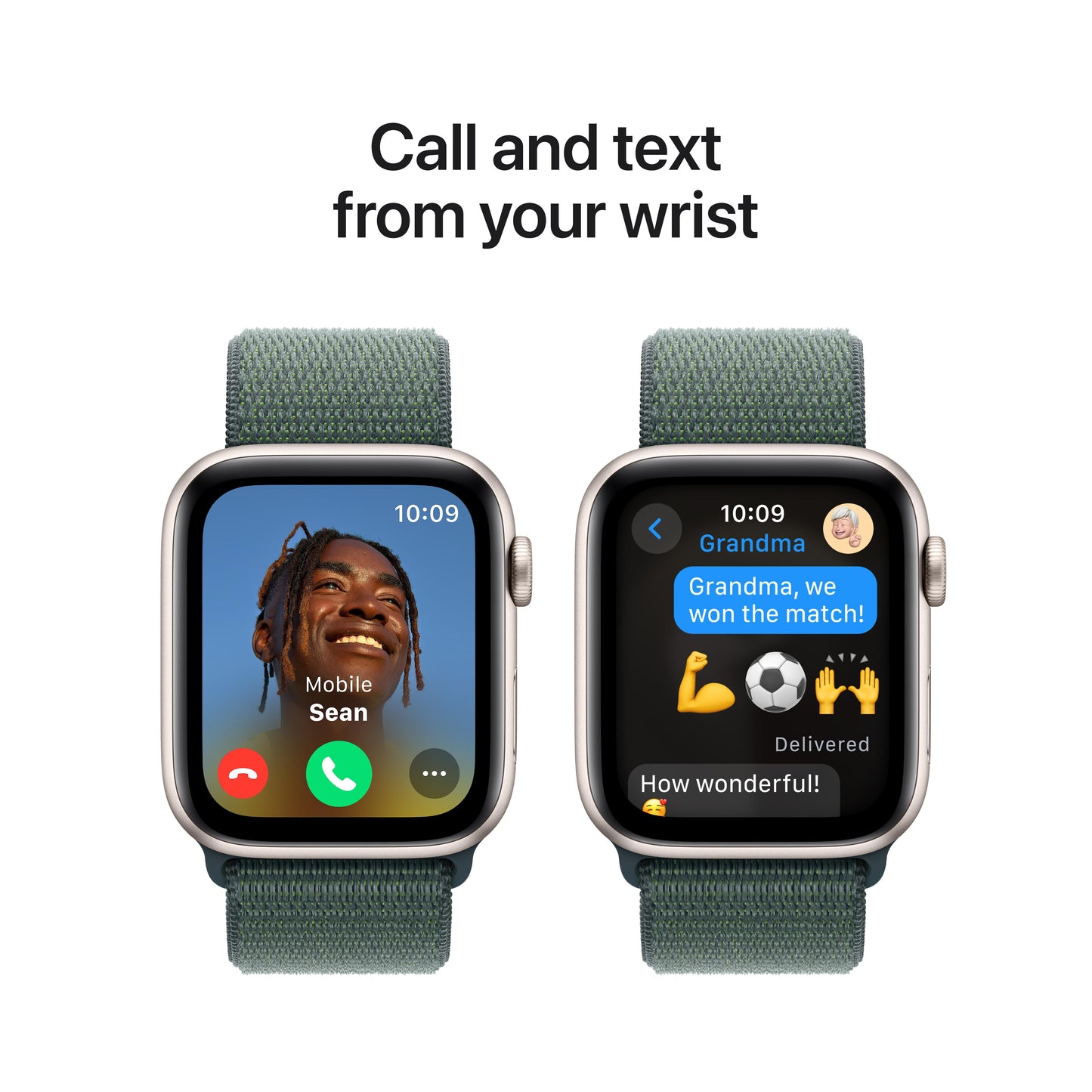 Apple Watch SE GPS 44mm Starlight Aluminium Case with Lake Green Sport Loop