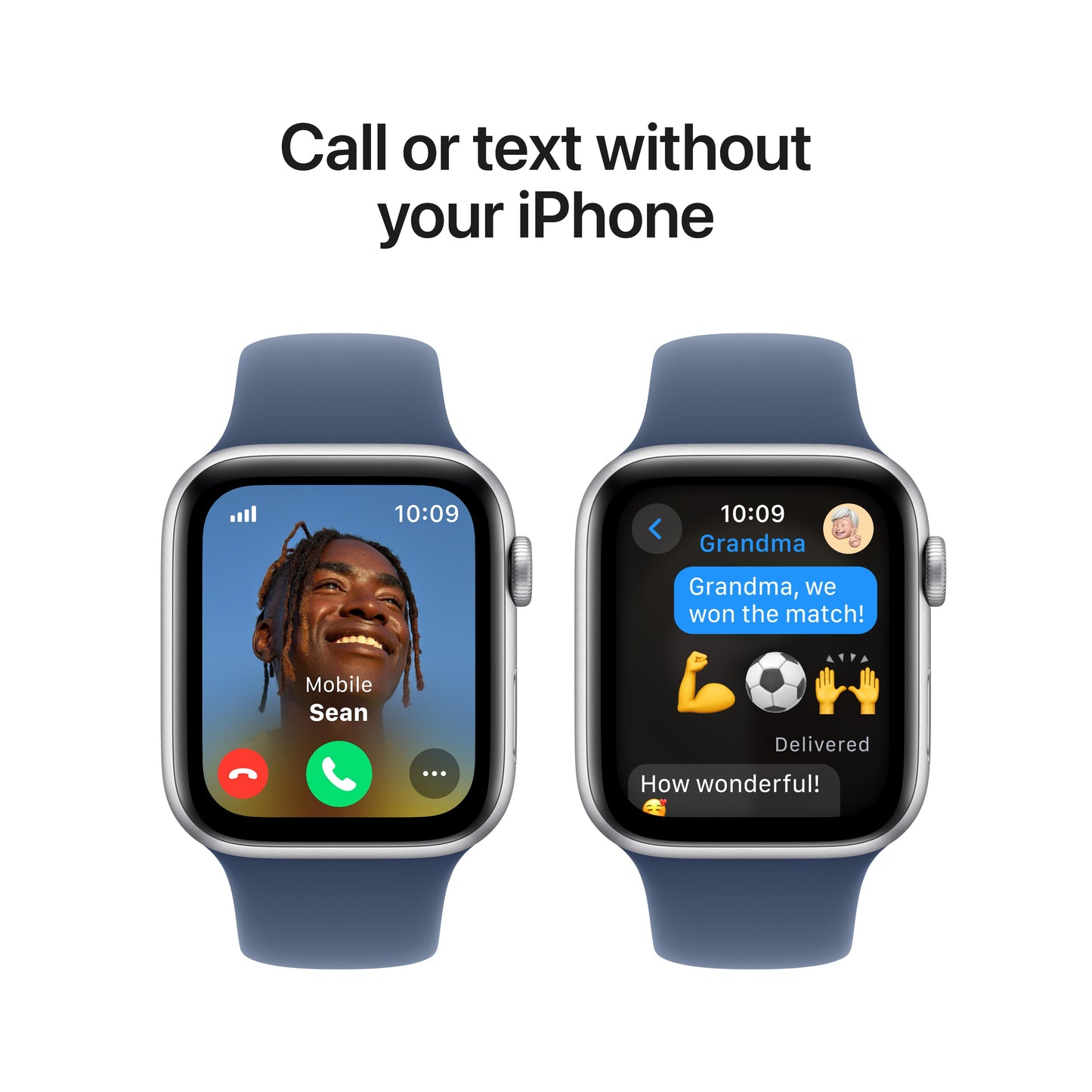 Apple Watch SE GPS + Cellular 44mm Silver Aluminium Case with Denim Sport Band - M/L