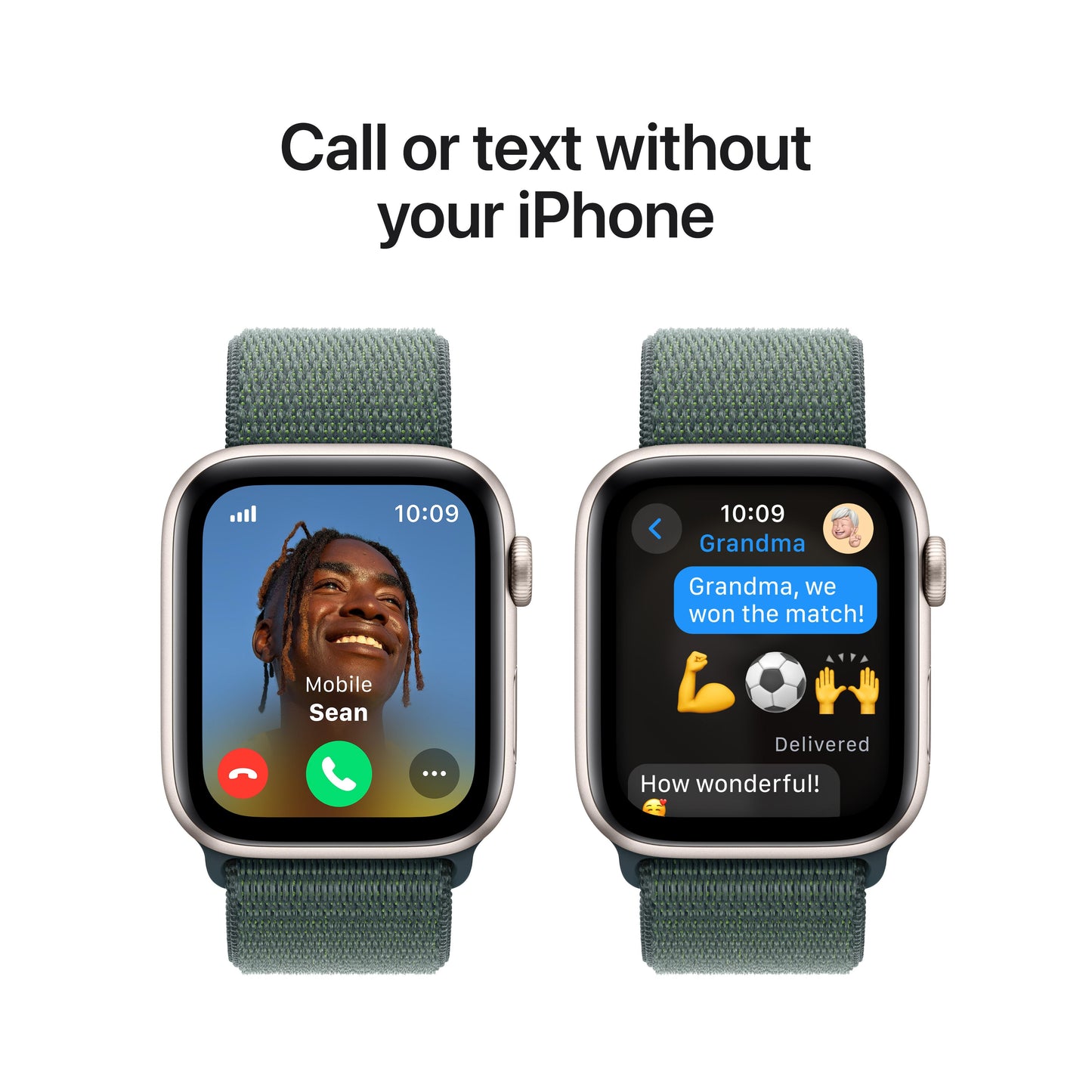 Apple Watch SE GPS + Cellular 44mm Starlight Aluminium Case with Lake Green Sport Loop