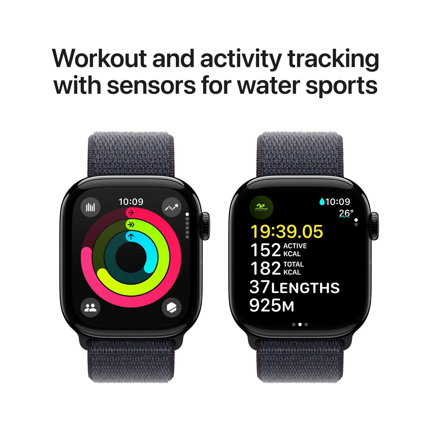 Apple Watch Series 10 GPS + Cellular 42mm Jet Black Aluminium Case with Ink Sport Loop