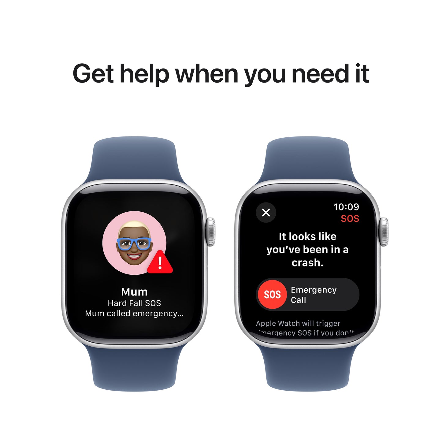 Apple Watch Series 10 GPS + Cellular 42mm Silver Aluminium Case with Denim Sport Band - M/L