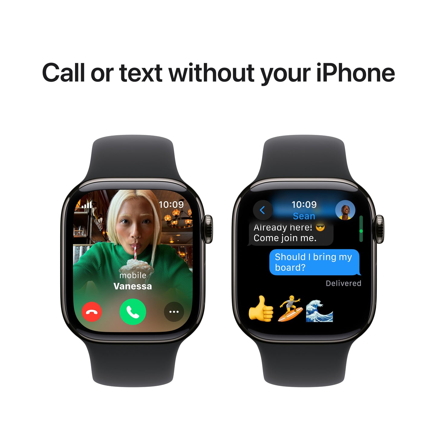 Apple Watch Series 10 GPS + Cellular 42mm Slate Titanium Case with Black Sport Band - S/M