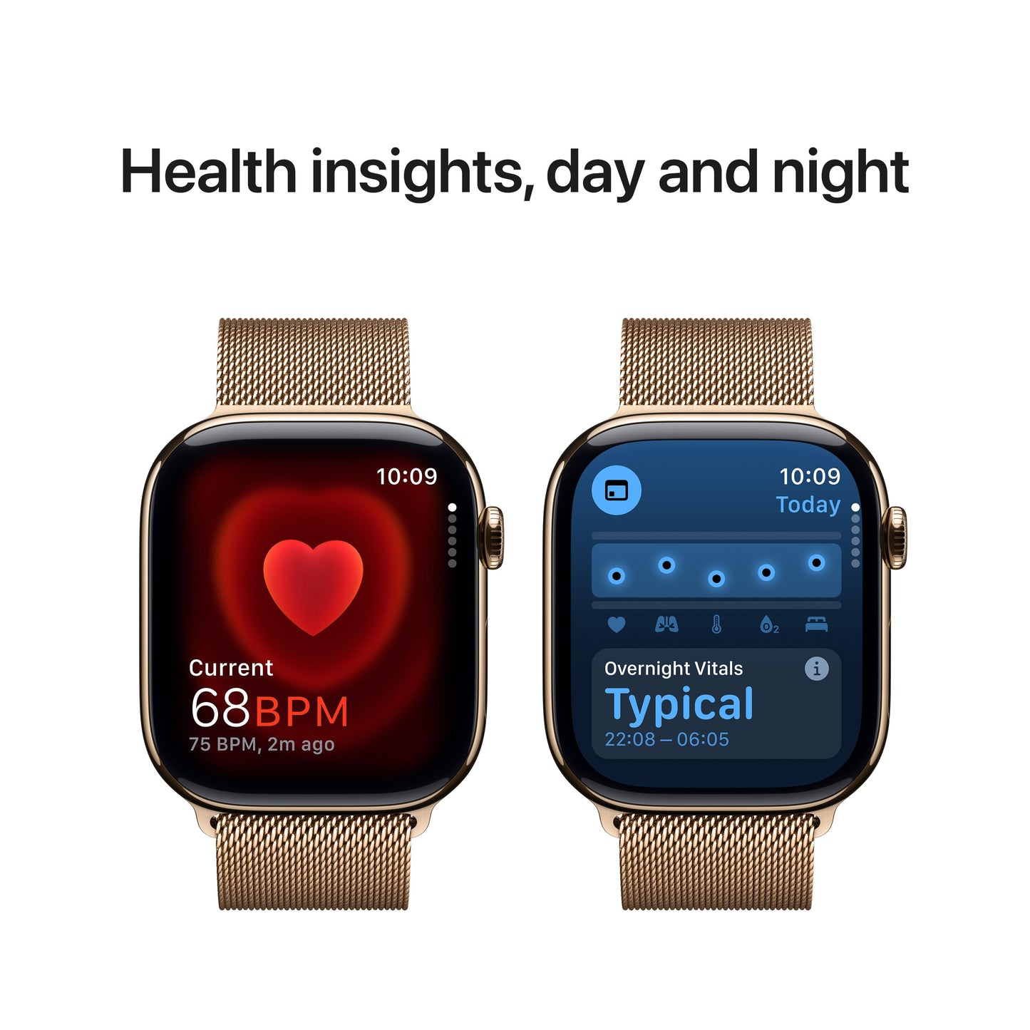 Apple Watch Series 10 GPS + Cellular 46mm Gold Titanium Case with Gold Milanese Loop - S/M
