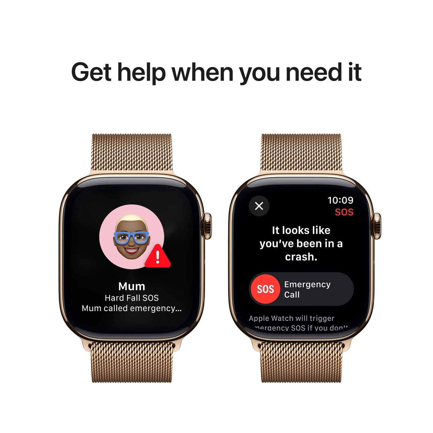 Apple Watch Series 10 GPS + Cellular 46mm Gold Titanium Case with Gold Milanese Loop - S/M