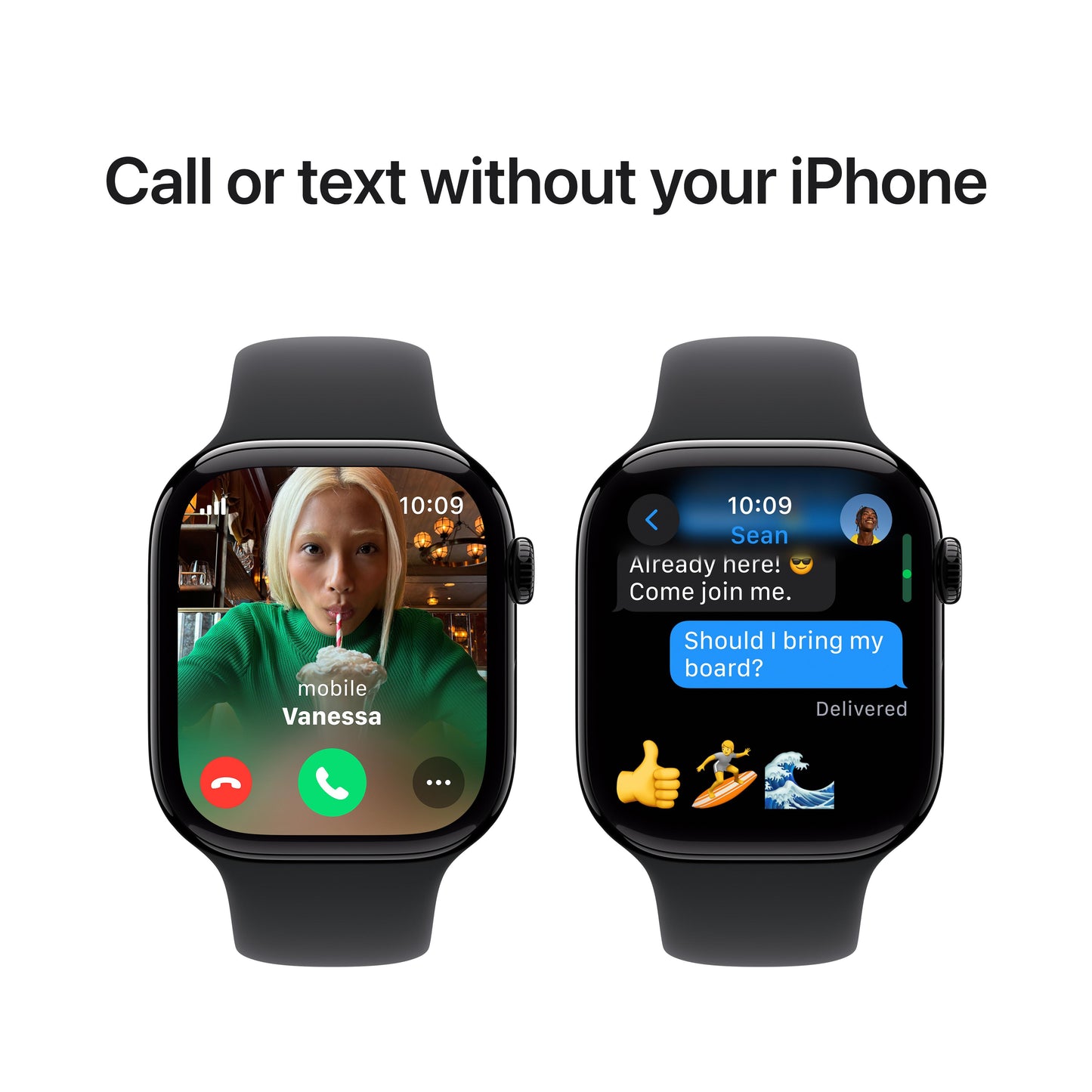 Apple Watch Series 10 GPS + Cellular 46mm Jet Black Aluminium Case with Black Sport Band - S/M