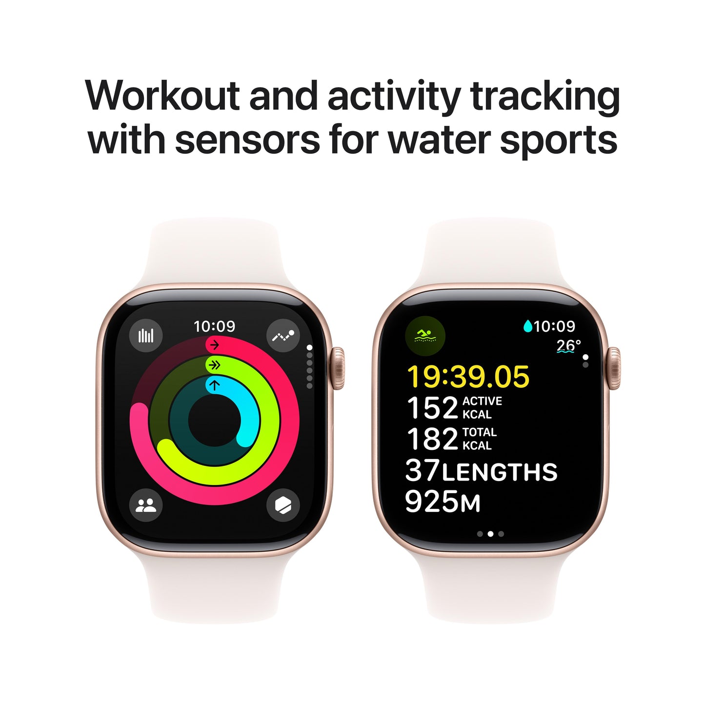 Apple Watch Series 10 GPS + Cellular 46mm Rose Gold Aluminium Case with Light Blush Sport Band - S/M