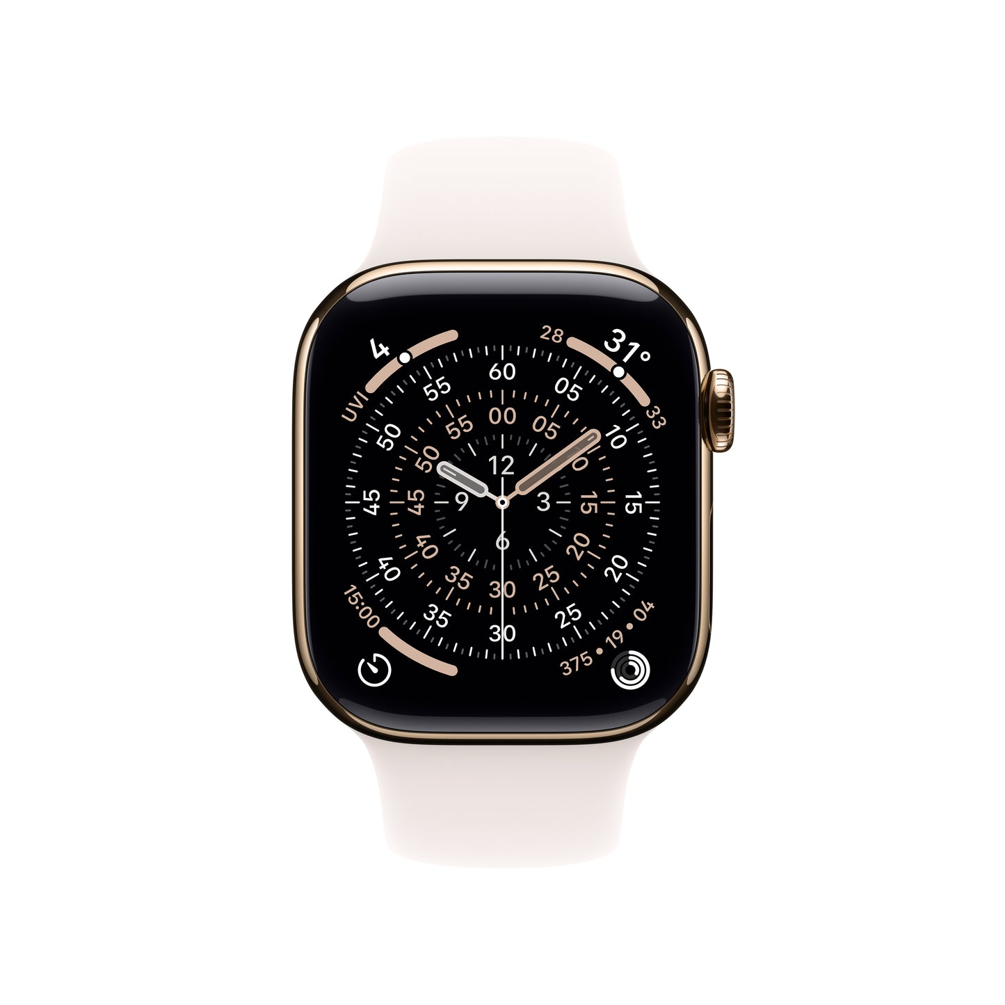 Apple Watch Series 11 GPS + Cellular 46mm Gold Titanium Case with Light Blush Sport Band - M/L