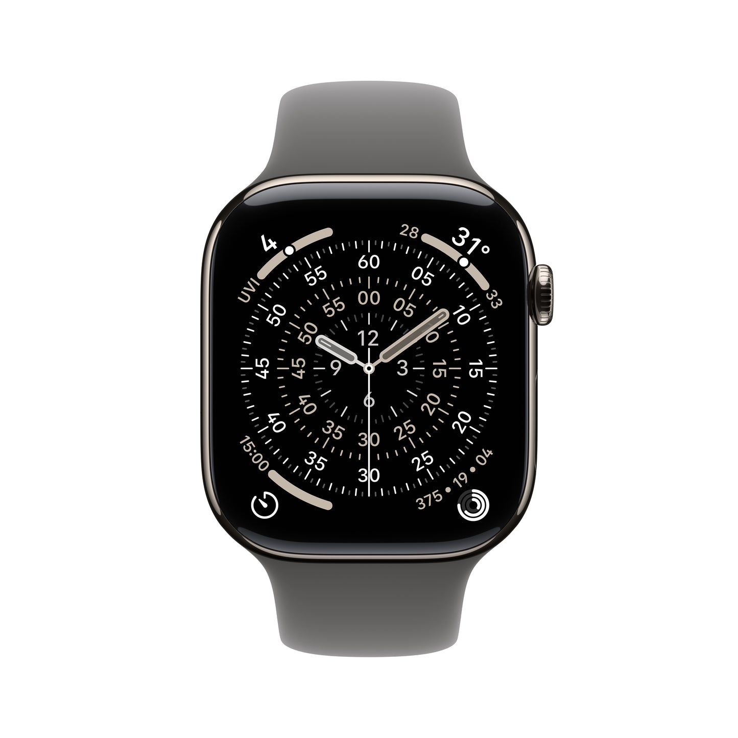 Apple Watch Series 11 GPS + Cellular 42mm Natural Titanium Case with Stone Grey Sport Band - M/L