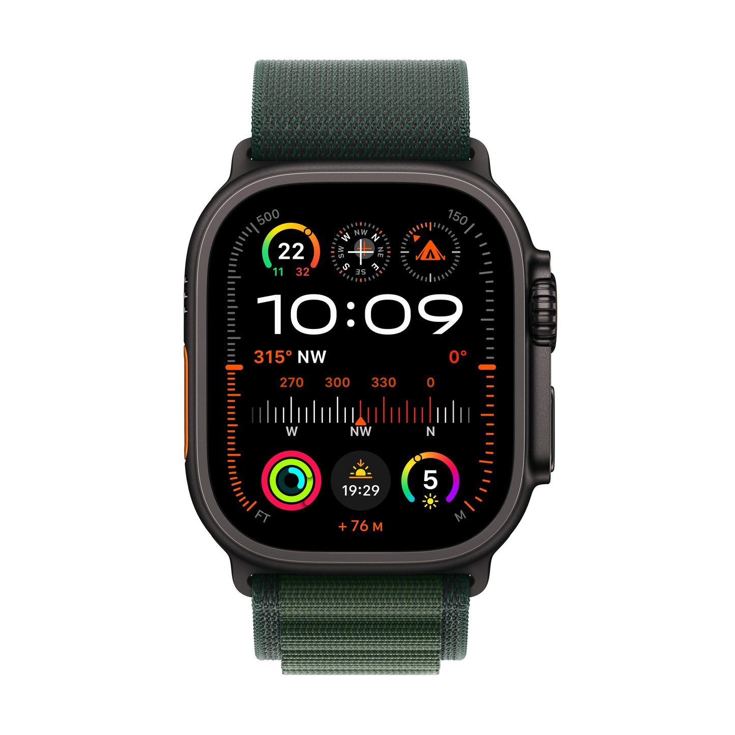 Apple Watch Ultra 2 GPS + Cellular 49mm Black Titanium Case with Dark Green Alpine Loop - M