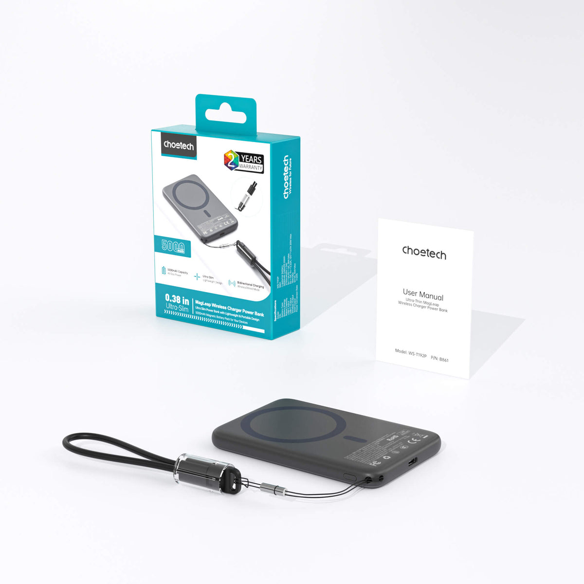 Choetech PD20W Ultra Slim 5000mAh Magleap Wireless Powerbank (CCC) - Grey