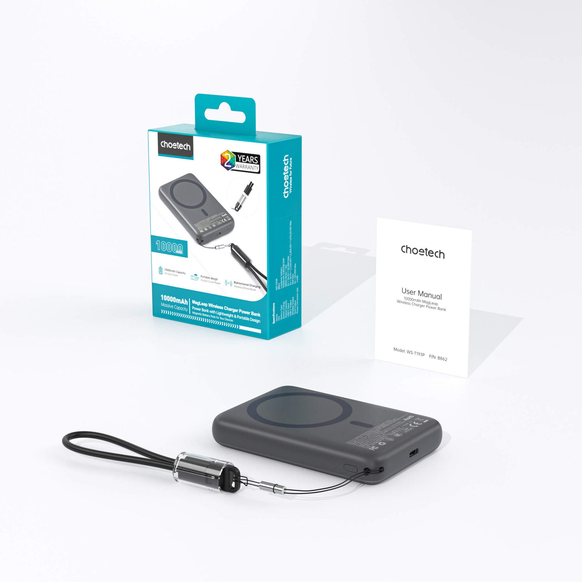 Choetech PD22.5W 10000mAh Magleap Wireless Powerbank (CCC) - Grey