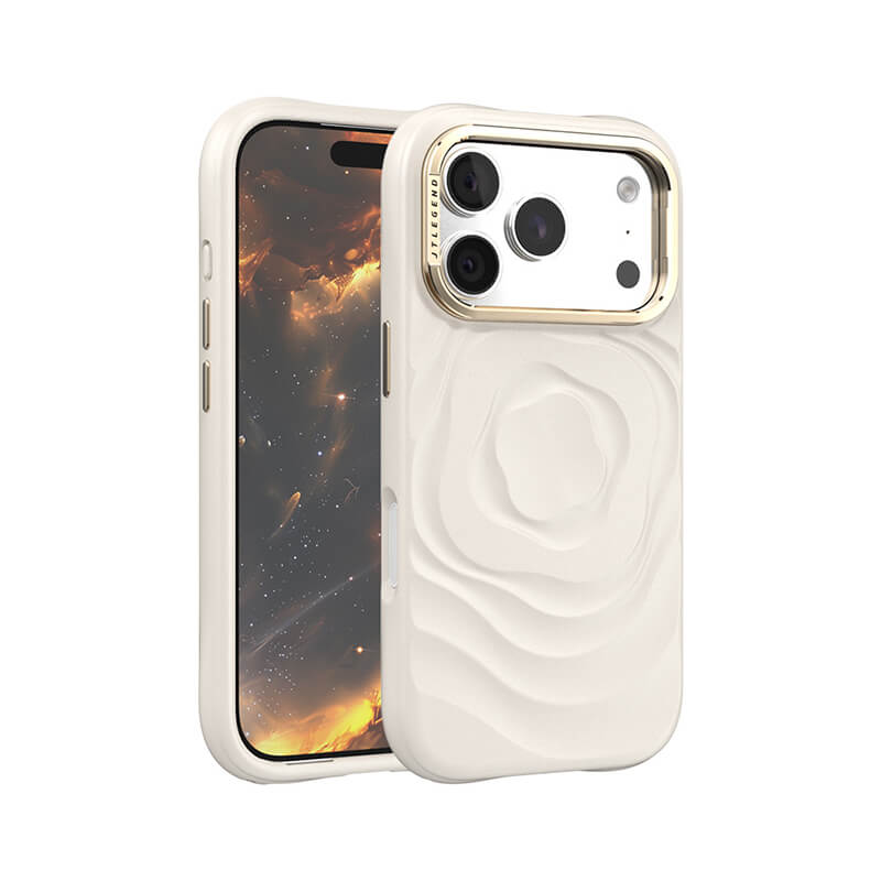 JTLegend iPhone 18 Pro Bloom Mag Case with Lens Stand - Camellia White