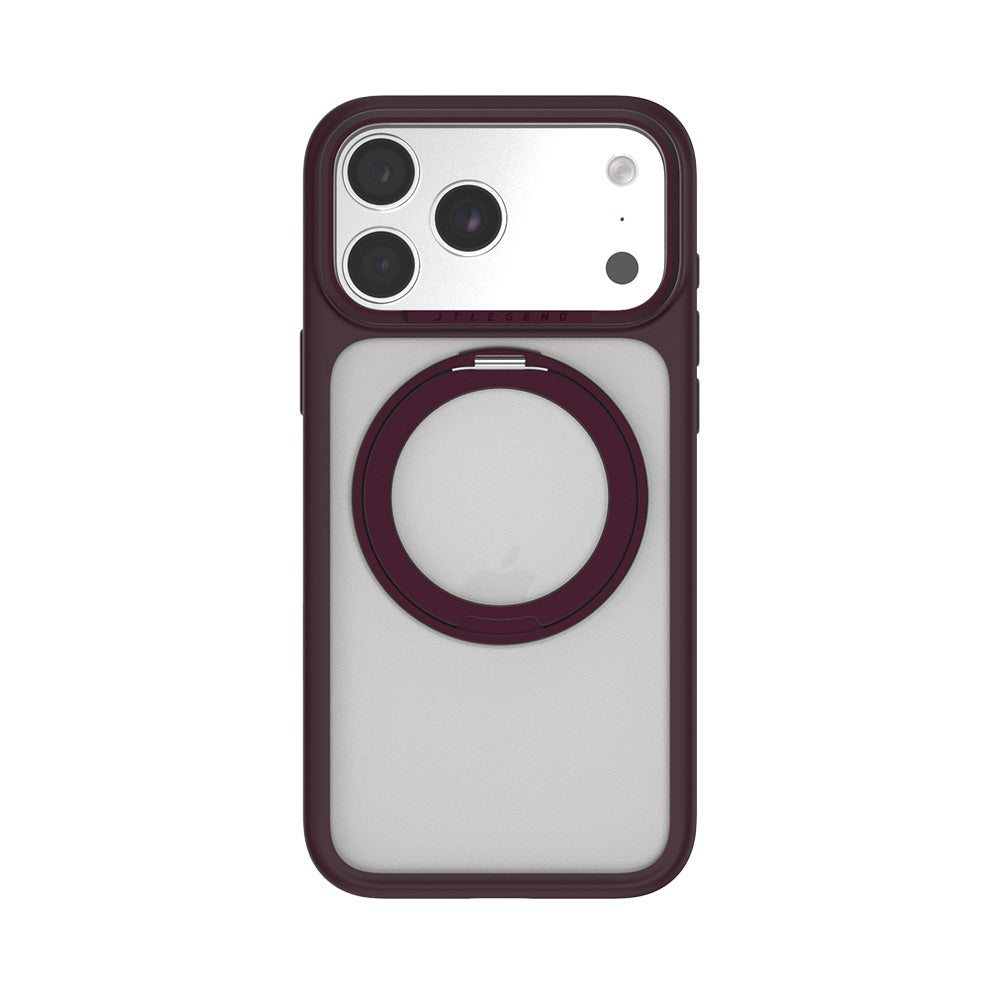 JTLegend iPhone 18 Pro Max Edge Solid Mag Rotated Stand Case - Matte Berry Wine