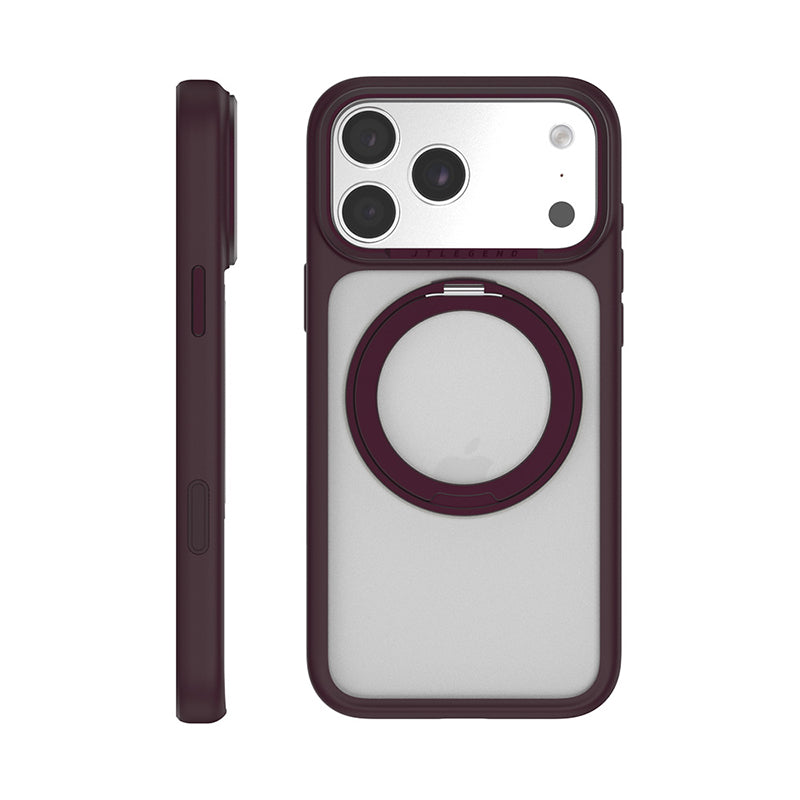 JTLegend iPhone 18 Pro Max Edge Solid Mag Rotated Stand Case - Matte Berry Wine