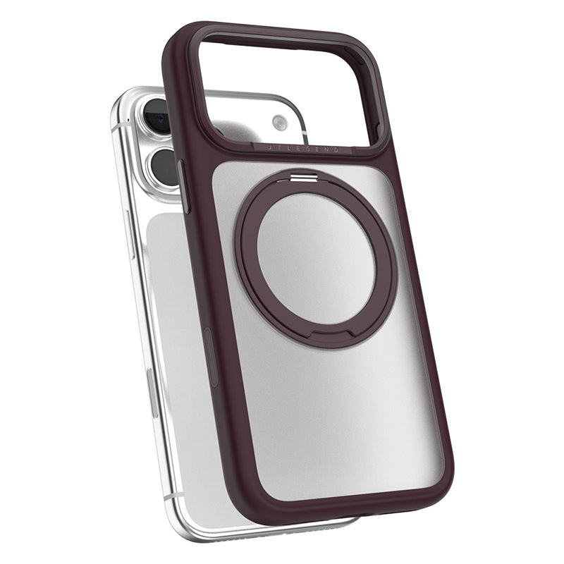 JTLegend iPhone 18 Pro Max Edge Solid Mag Rotated Stand Case - Matte Berry Wine