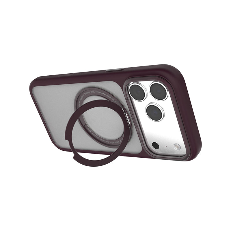 JTLegend iPhone 18 Pro Max Edge Solid Mag Rotated Stand Case - Matte Berry Wine