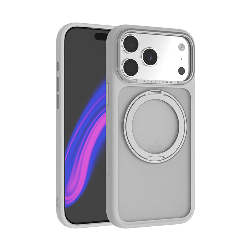 JTLegend iPhone 18 Pro Max Edge Solid Mag Rotated Stand Case - Matte White
