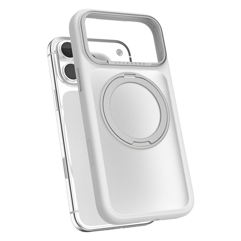 JTLegend iPhone 18 Pro Max Edge Solid Mag Rotated Stand Case - Matte White
