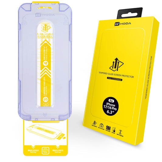 Hoda Full Coverage Tempered Glass for iPhone 17/16 Pro (Clear)