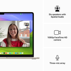 15-inch MacBook Air: Apple M3 chip with 8‑core CPU and 10‑core GPU, 256GB SSD - Starlight