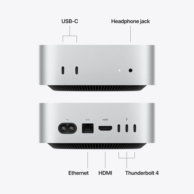 Mac mini: Apple M6 chip with 12-core CPU and 12-core GPU, 256GB SSD - Silver