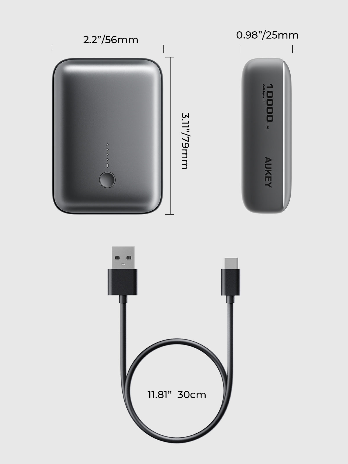 Aukey PB-Y55 22.5W Powerbank 10,000mAh (Grey)