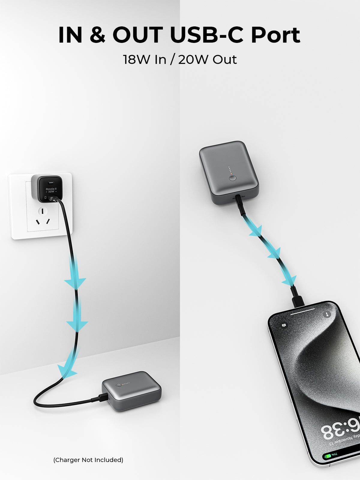 Aukey PB-Y55 22.5W Powerbank 10,000mAh (Grey)