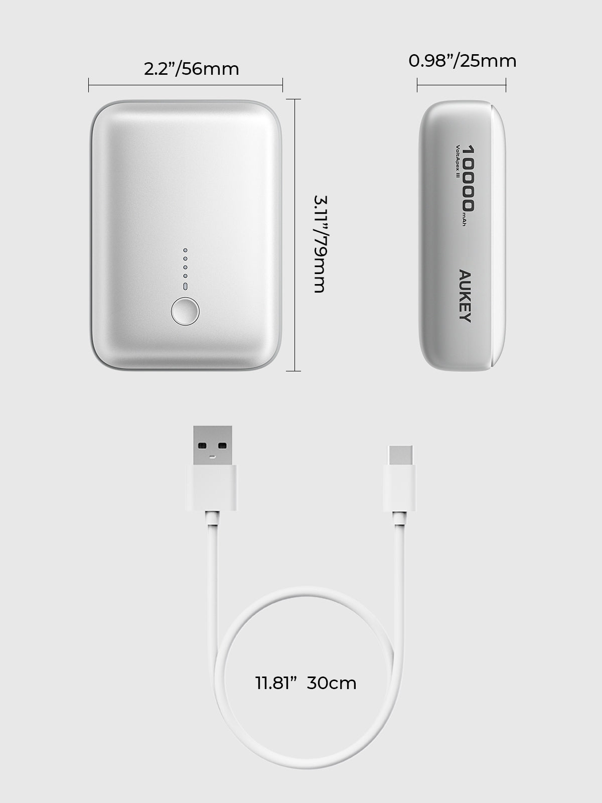 Aukey PB-Y55 22.5W Powerbank 10,000mAh (White)