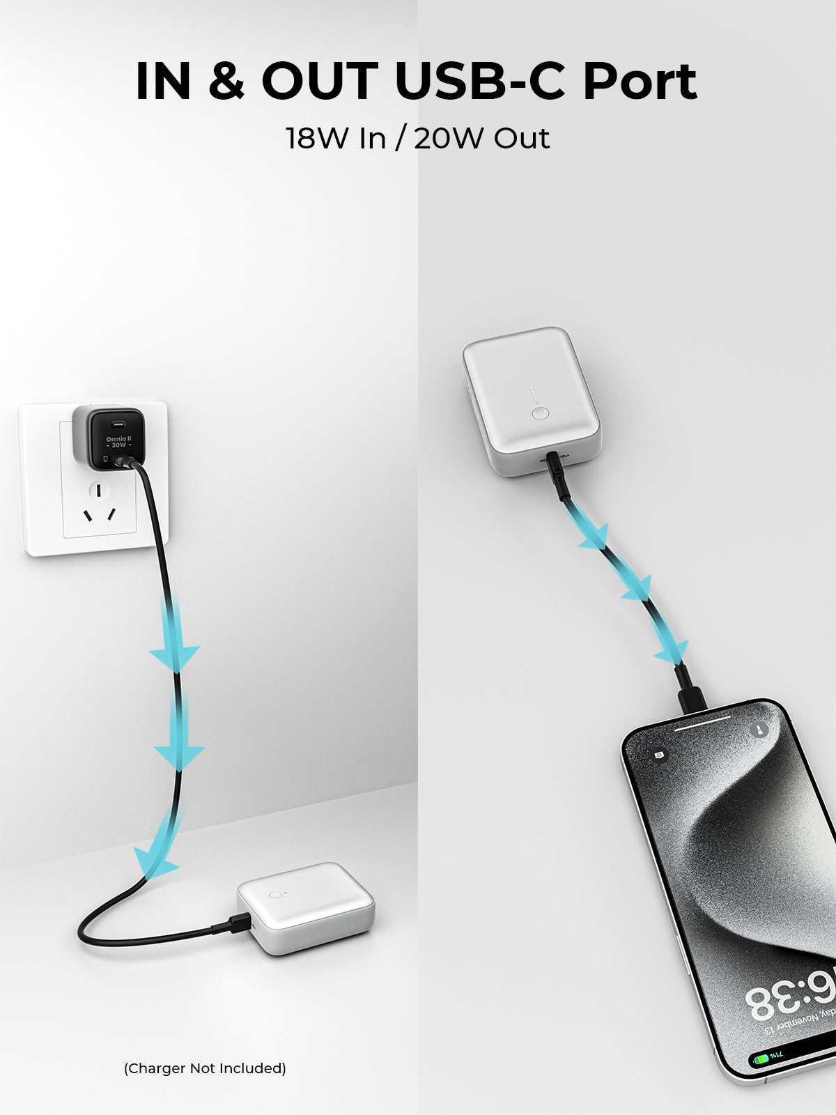 Aukey PB-Y55 22.5W Powerbank 10,000mAh (White)