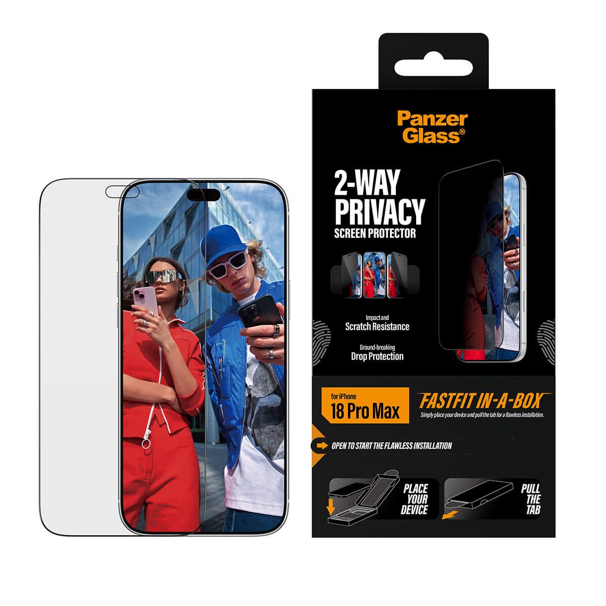 PanzerGlass Apple iPhone 2026 Pro Max Ultra-Wide Fit Privacy with Fastfit in-a-box